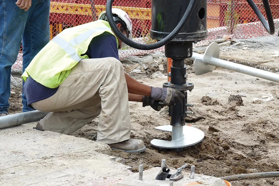 Helical pier installation for foundation stabilization in Amarillo, TX